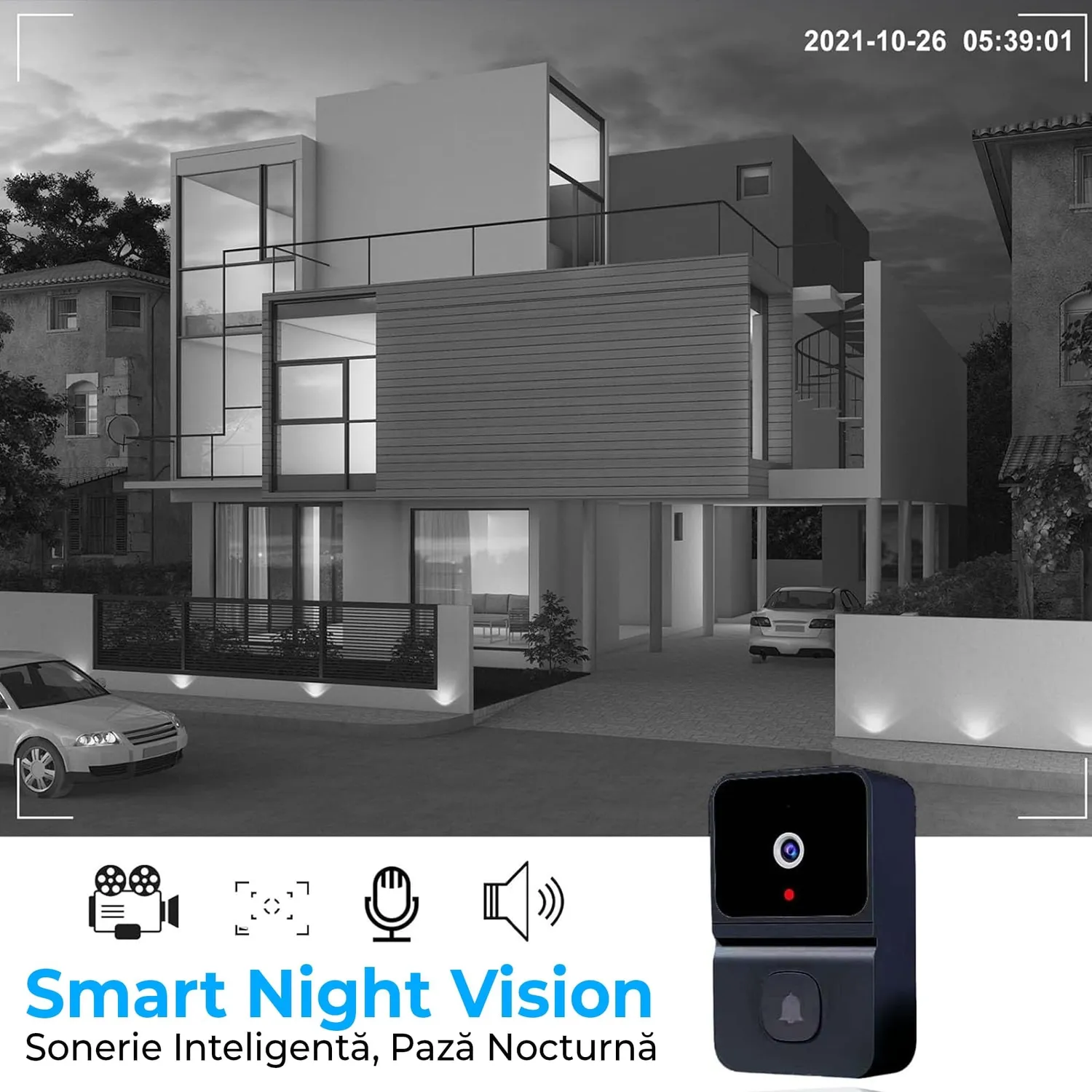 Timebox Sonerie Video Wireless 720P Neagra Audio