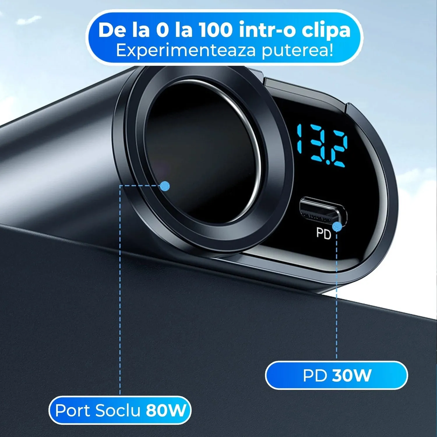 Timebox Pachet auto 4 in 1 166W 1m cu soclu Alb