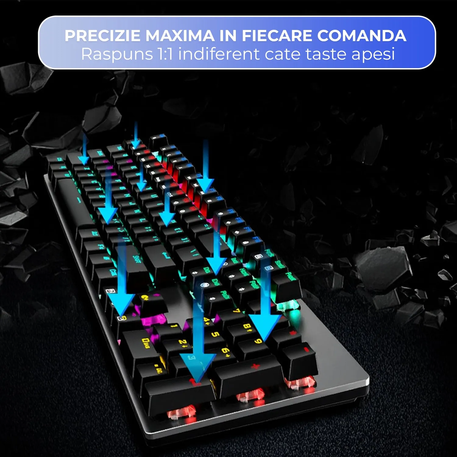 Tastatura mecanica gaming Timebox 104 RGB switch maro negru