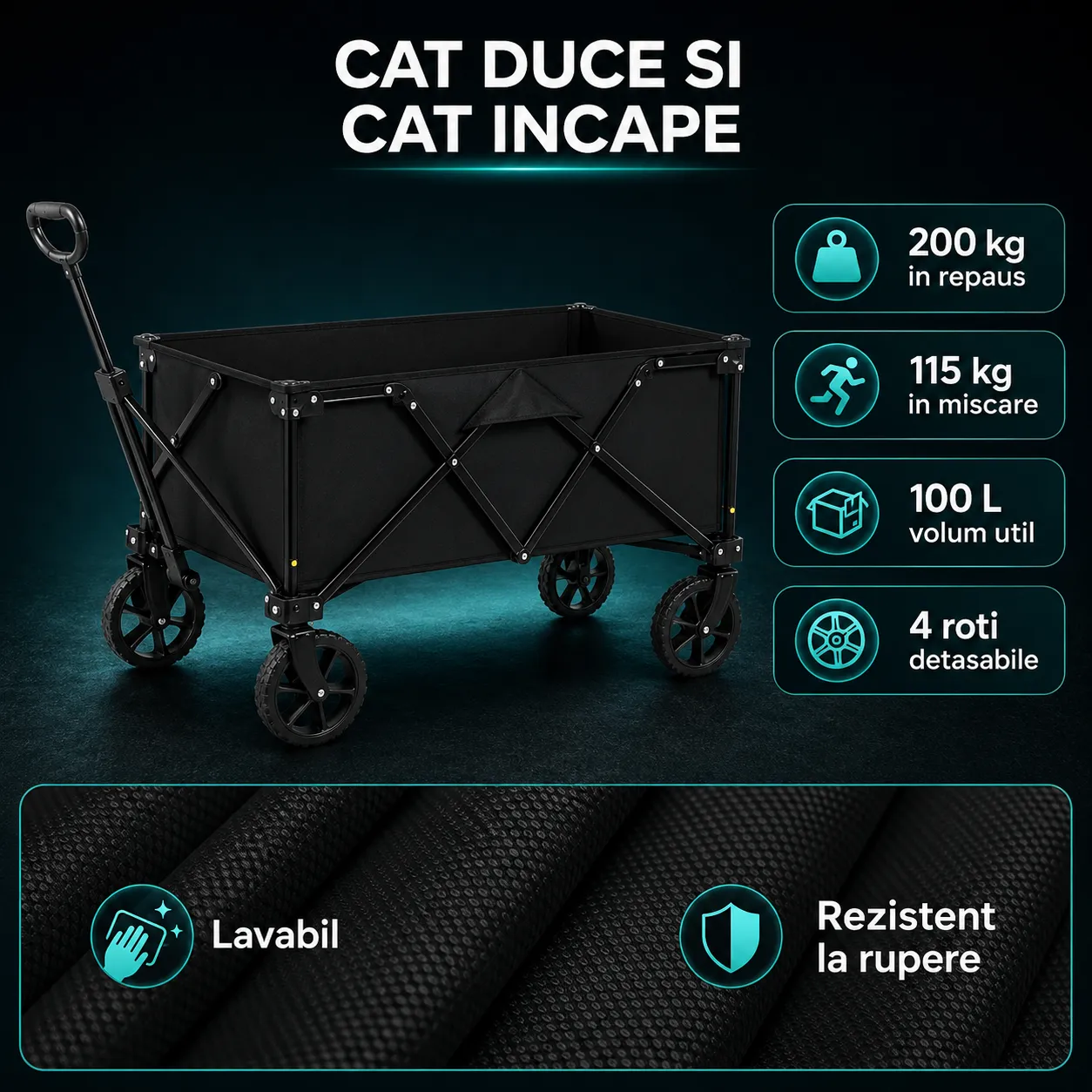 Timebox Carucior Pliabil Transport 115kg 100L