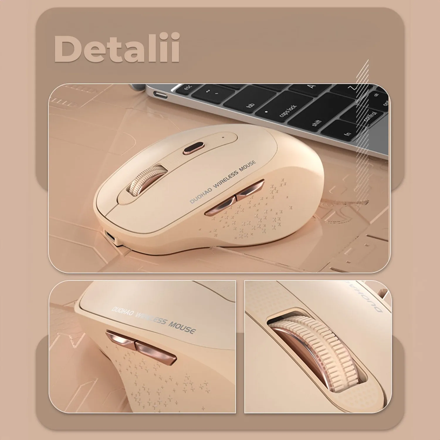 Timebox 1600 DPI mouse wireless bej ergonomic