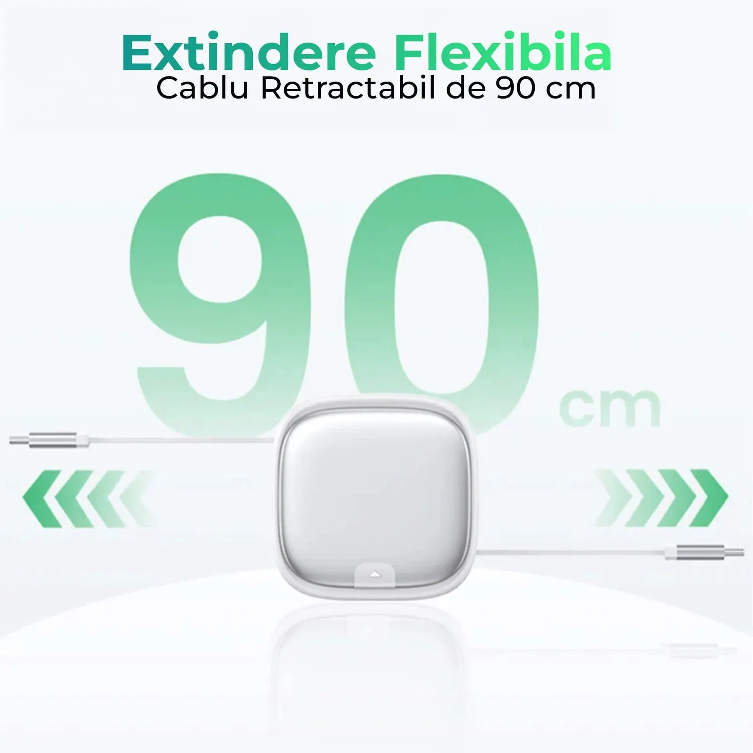 Timebox cablu date 6in1 retractabil 90cm alb
