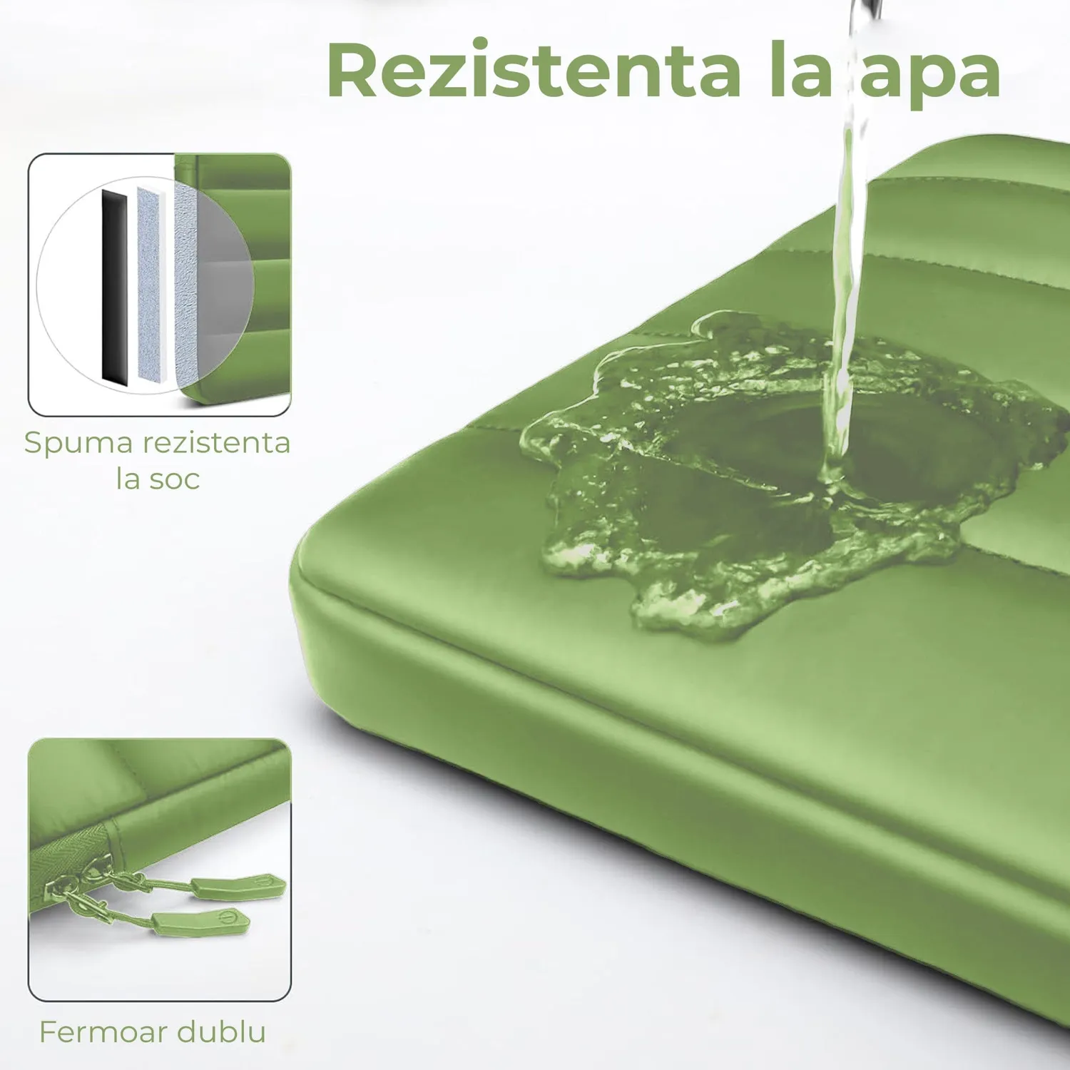 Timebox geanta laptop 14 inch verde impermeabila
