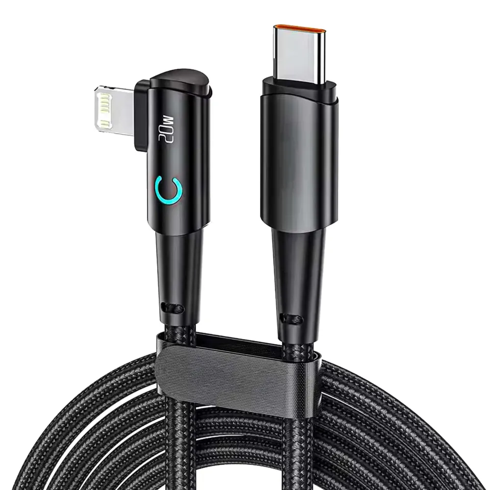 Timebox 20W cablu USB-C Lightning negru 2m LED