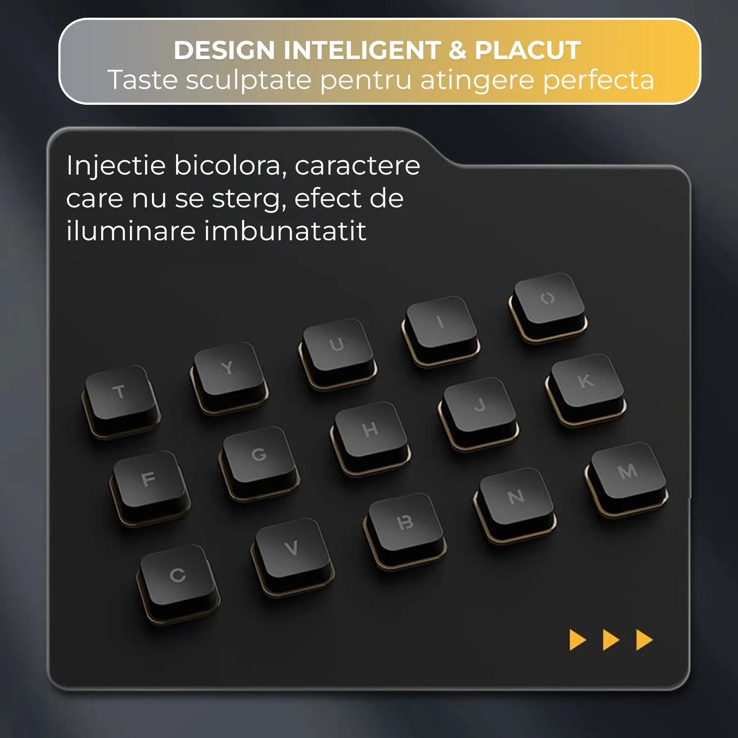 Timebox tastatură gaming silențioasă neagră iluminare portocalie