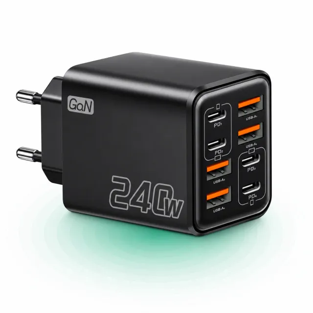 Timebox 240W incarcator GaN 8 porturi USB-C USB-A