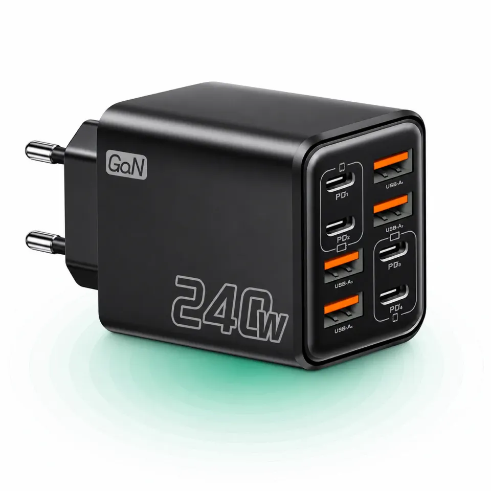 Timebox 240W incarcator GaN 8 porturi USB-C USB-A