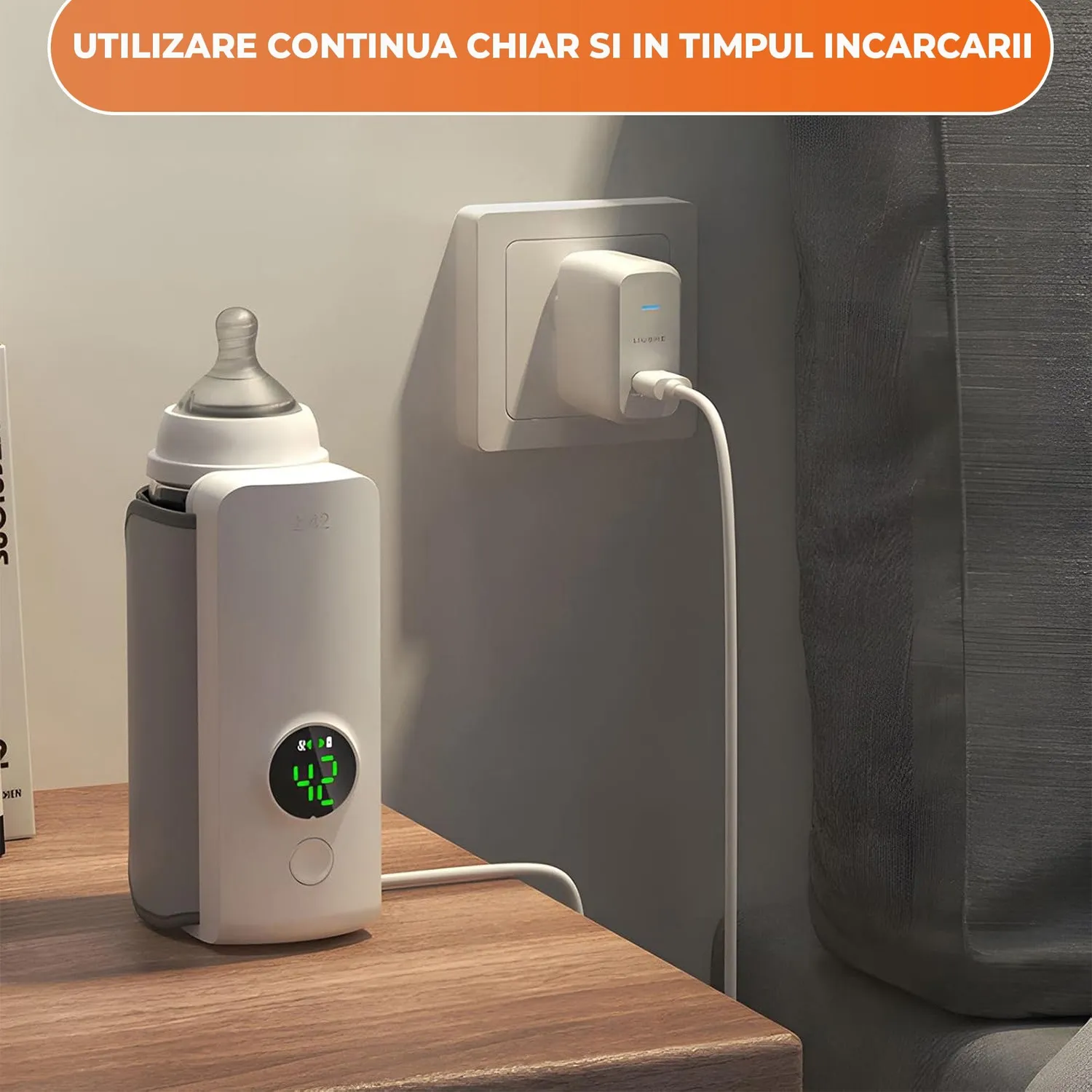 Incalzitor biberoane Timebox portabil digital alb 6 trepte