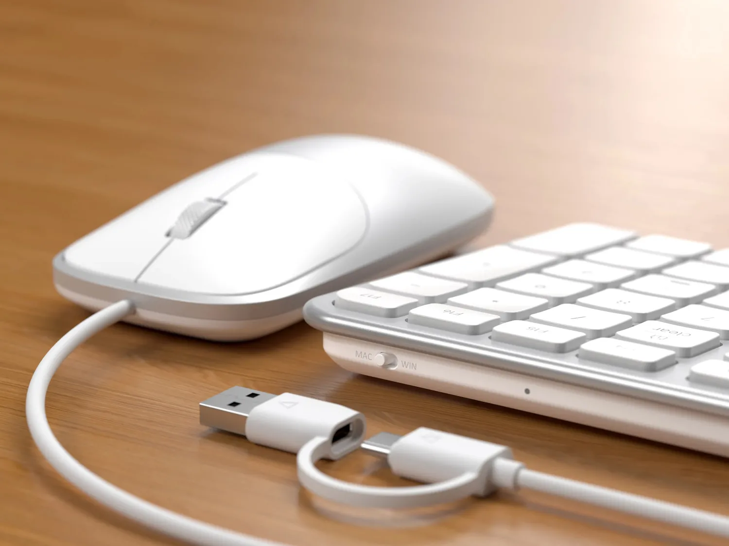 Satechi Slim CLX3 combo tastatură + mouse USB-C argintiu silențios