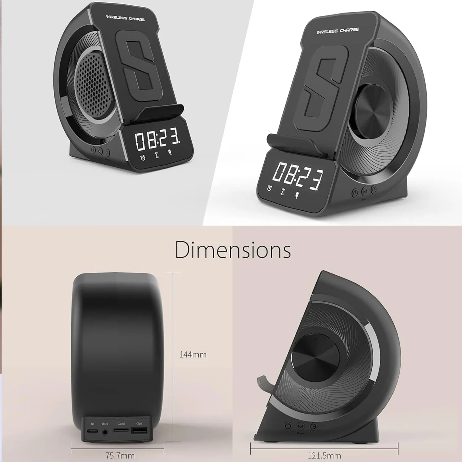 Timebox Incarcator Wireless 10W cu Boxa Negru