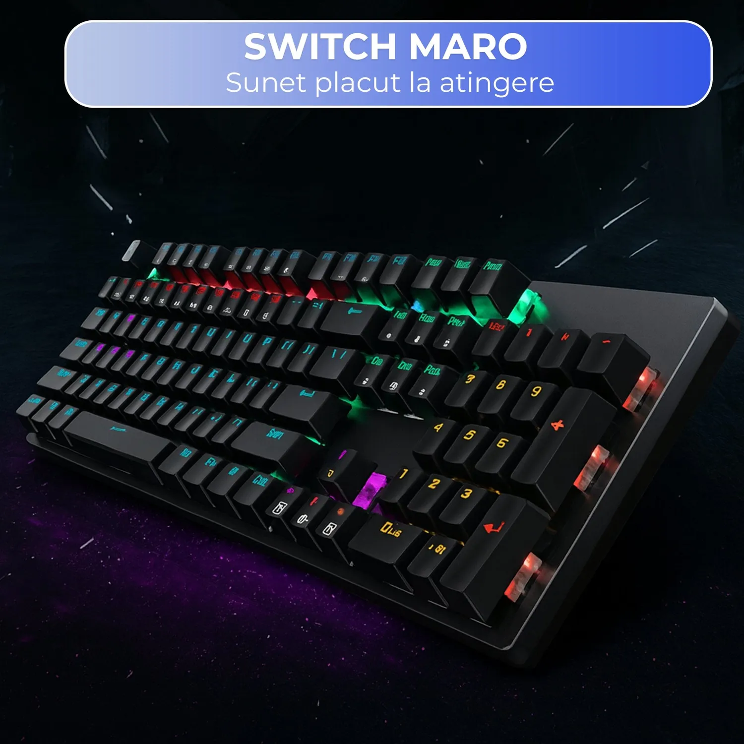 Tastatura mecanica gaming Timebox 104 RGB switch maro negru