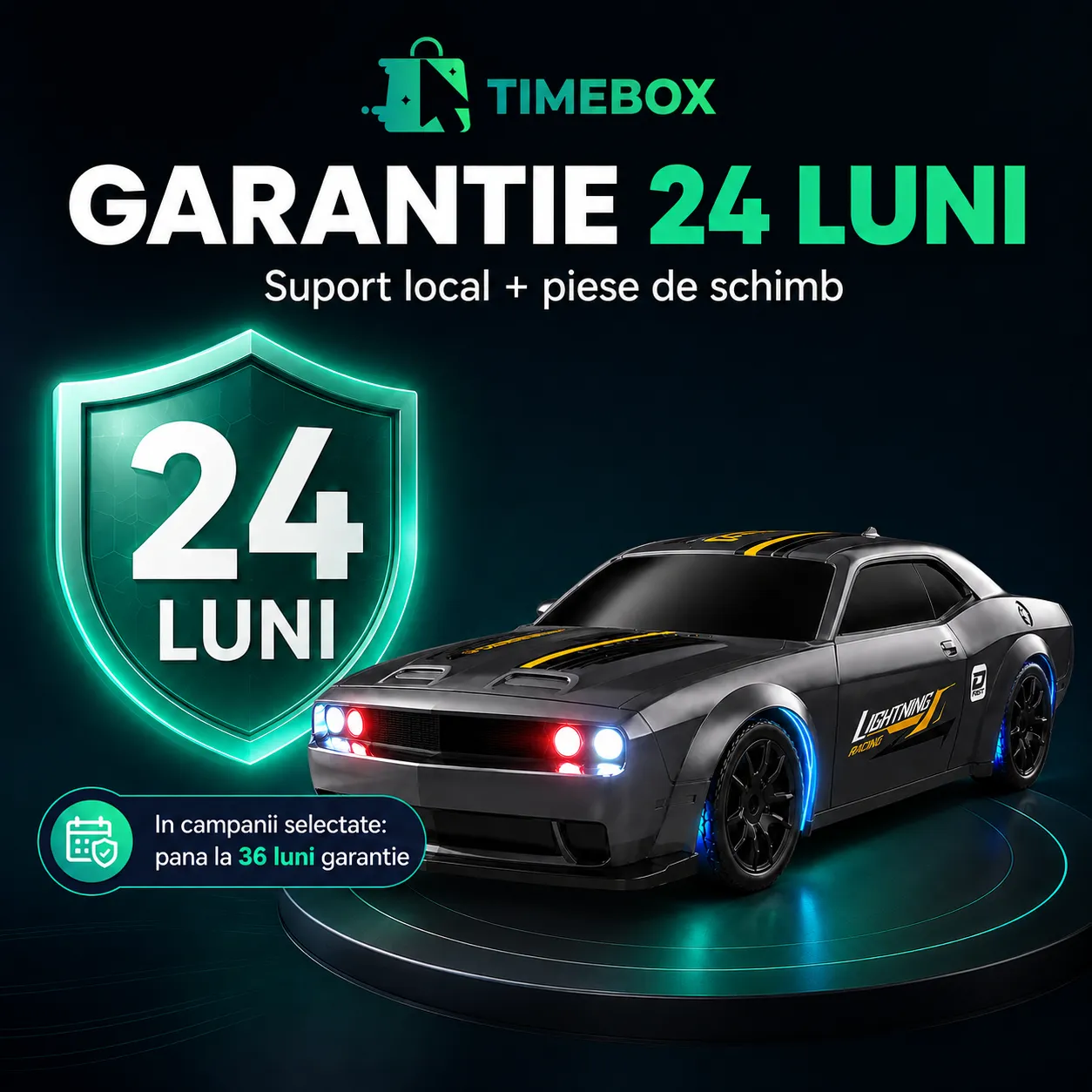 Timebox masina RC drift 1:43 gri cu telecomanda