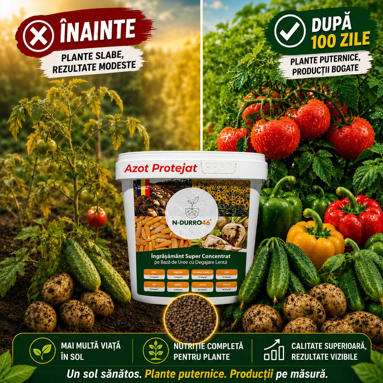 Ingrasamant azot N-Durro 46 46% N efect 100 zile