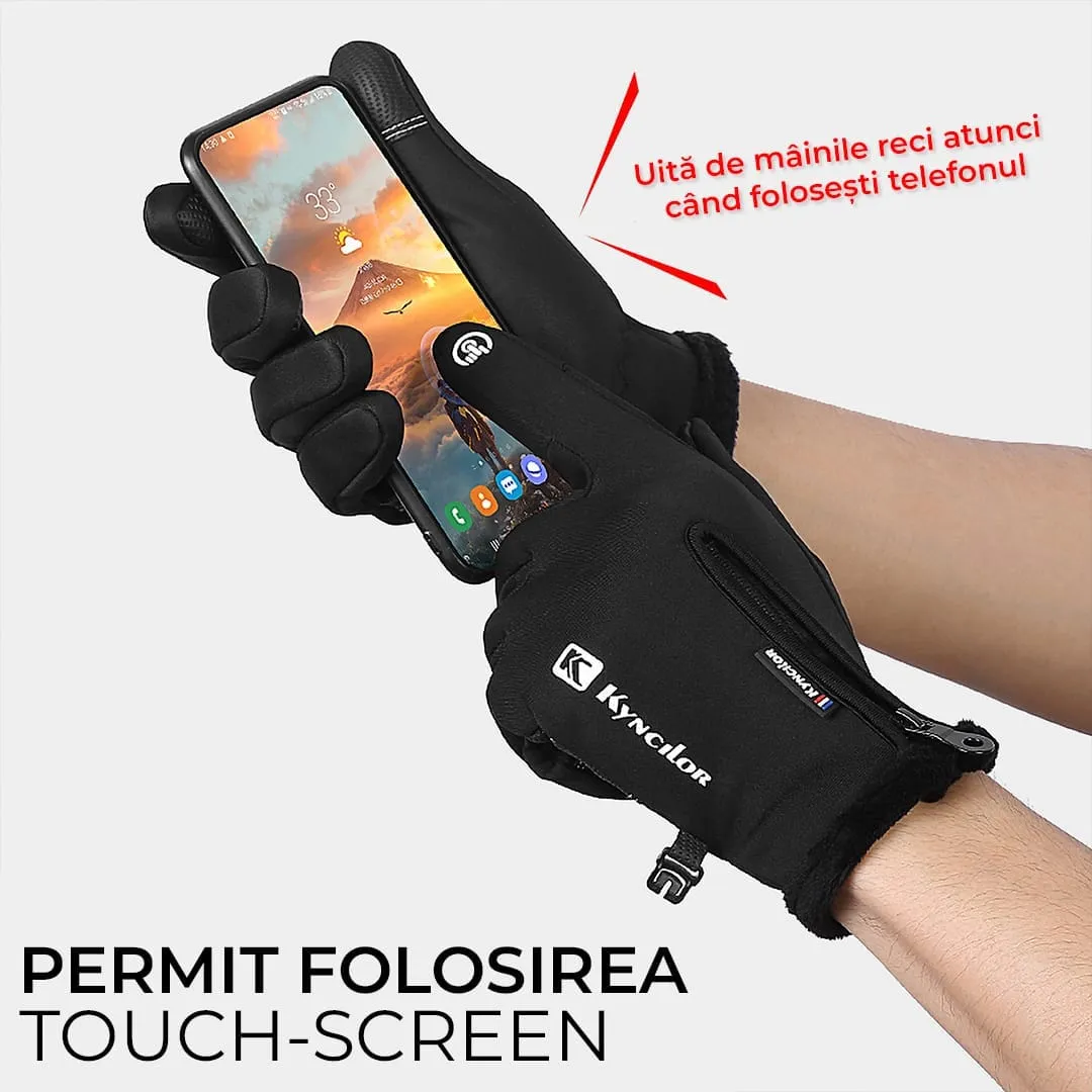 Timebox manusi sport gri M touchscreen pentru iarna