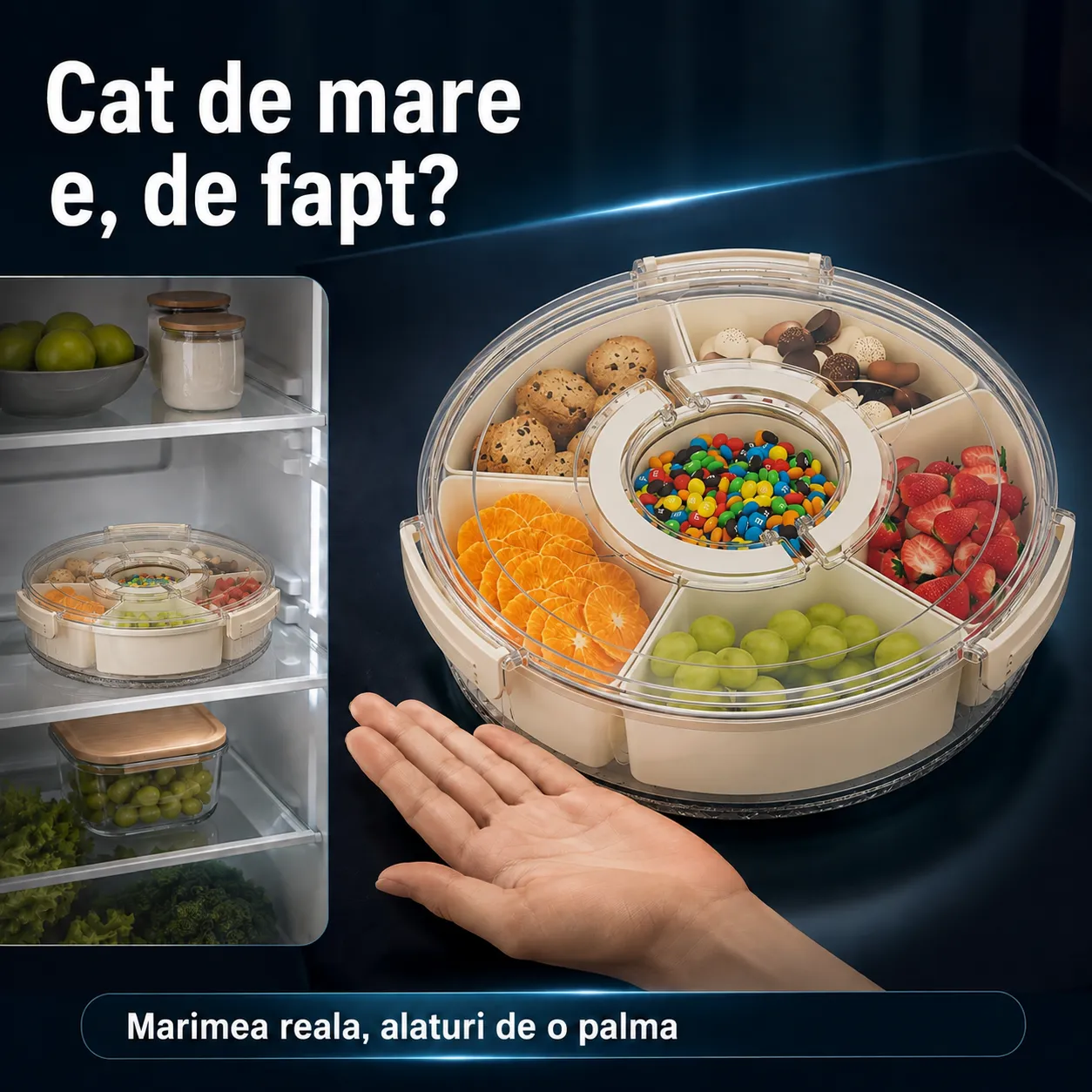 Timebox Cutie Alimentară Rotundă 6 Compartimente Bej