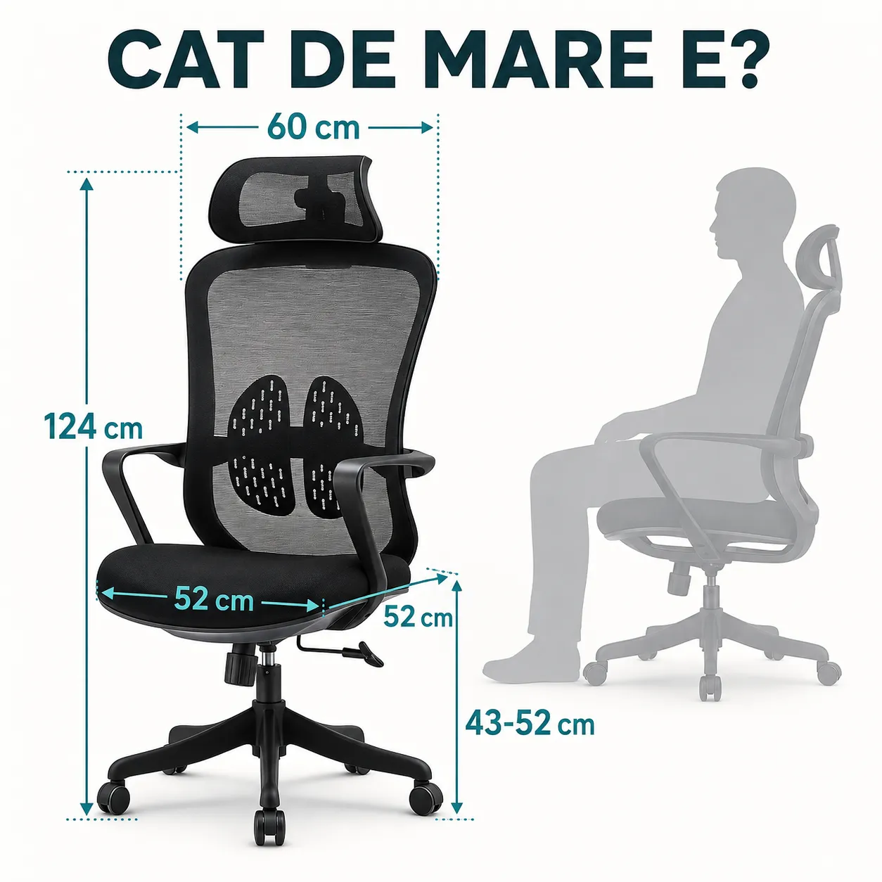 Timebox Scaun Ergonomic 135° Mesh Negru reglabil