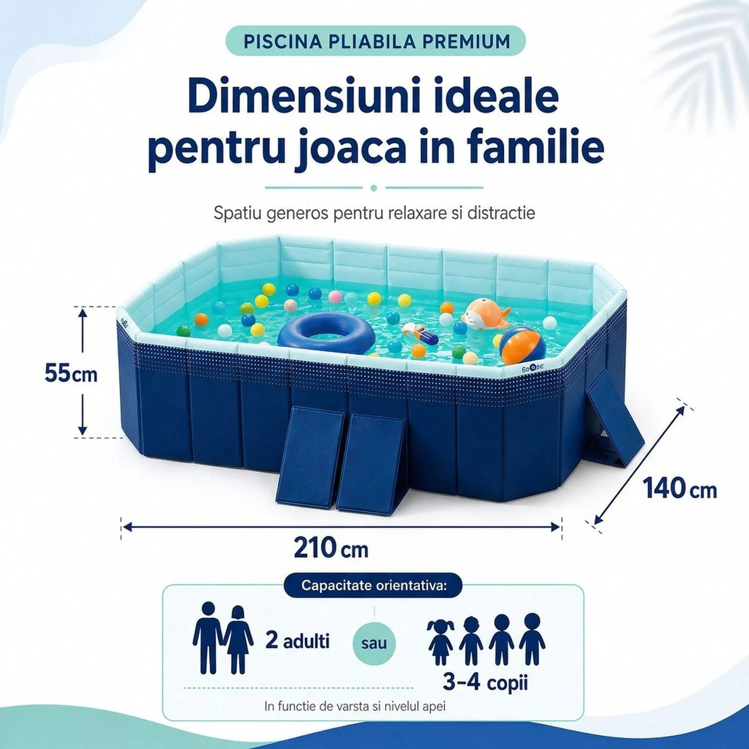 Timebox Piscina Pliabila 2.1m Fara Pompare Albastru