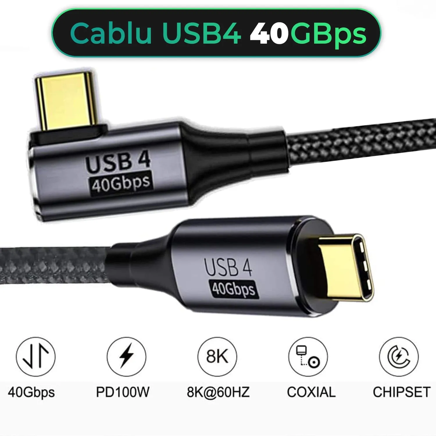 Timebox USB4 1,2m cablu Type-C 100W 8K