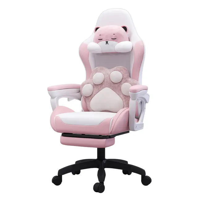 Timebox 135 scaun gaming roz piele PU cu footrest