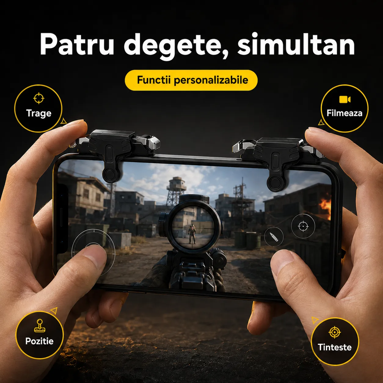 Timebox Triggere Gaming Telefon 4 Butoane Negru