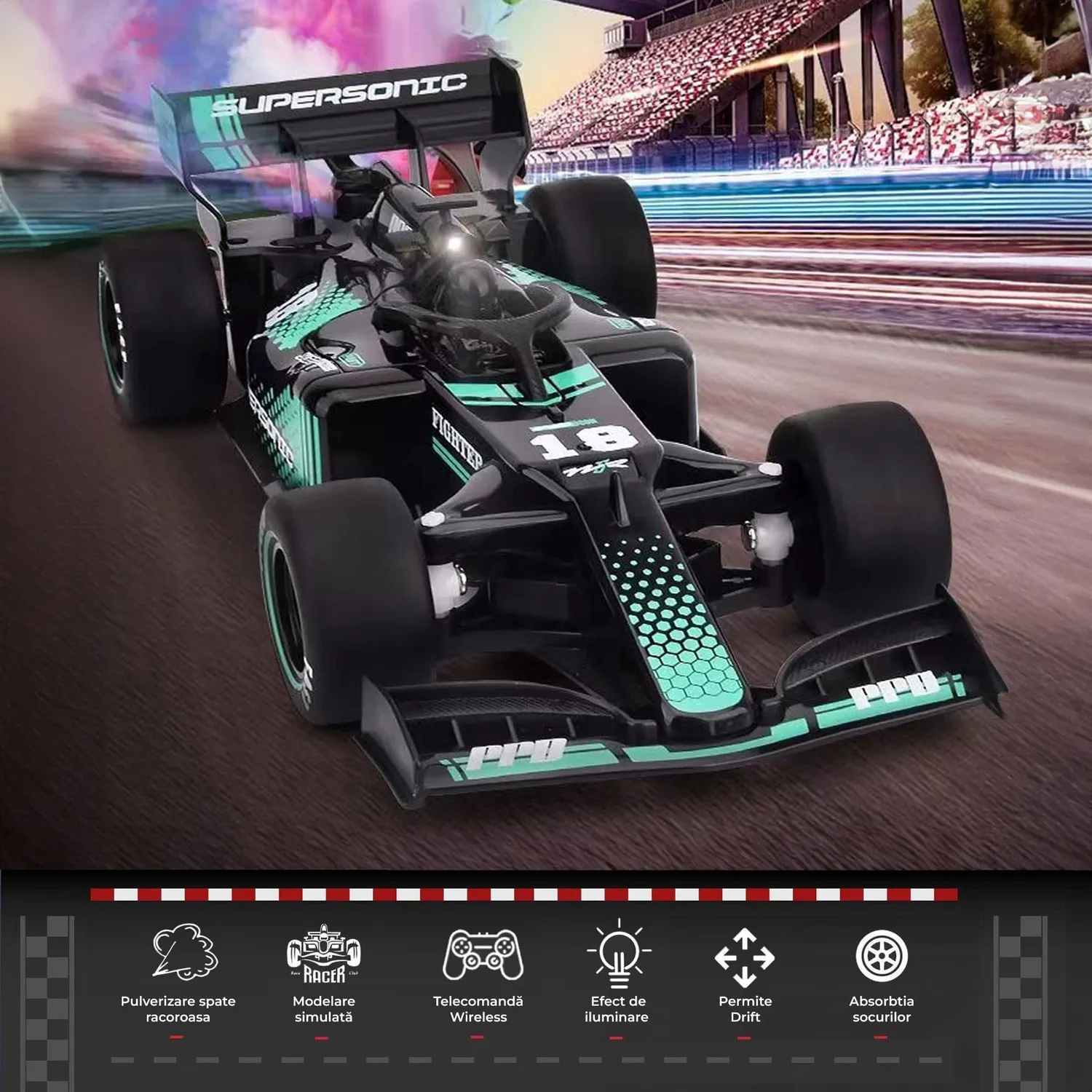 Timebox F1 masinuta RC 1:18 10km/h negru-albastru