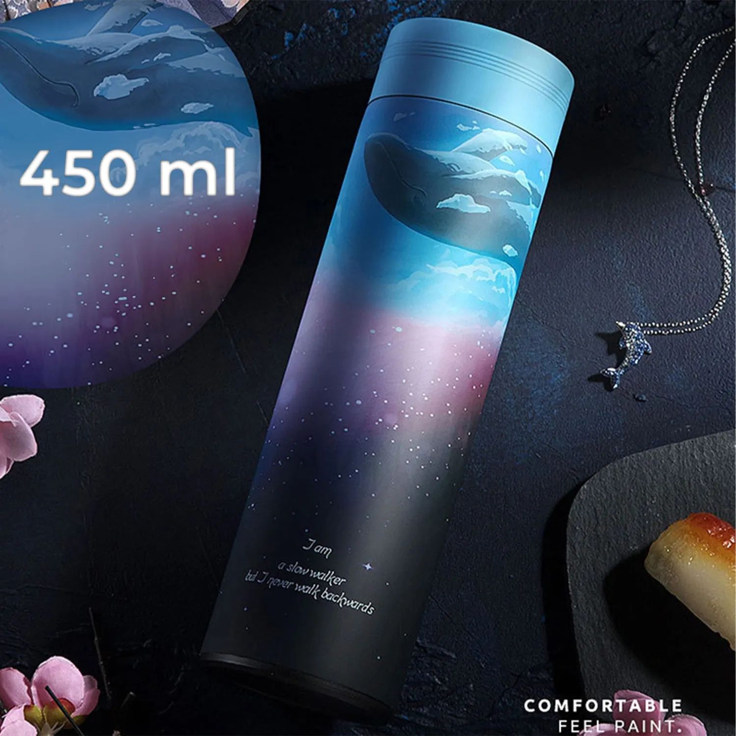 Cană termos Timebox 450ml inox perete dublu multicolor