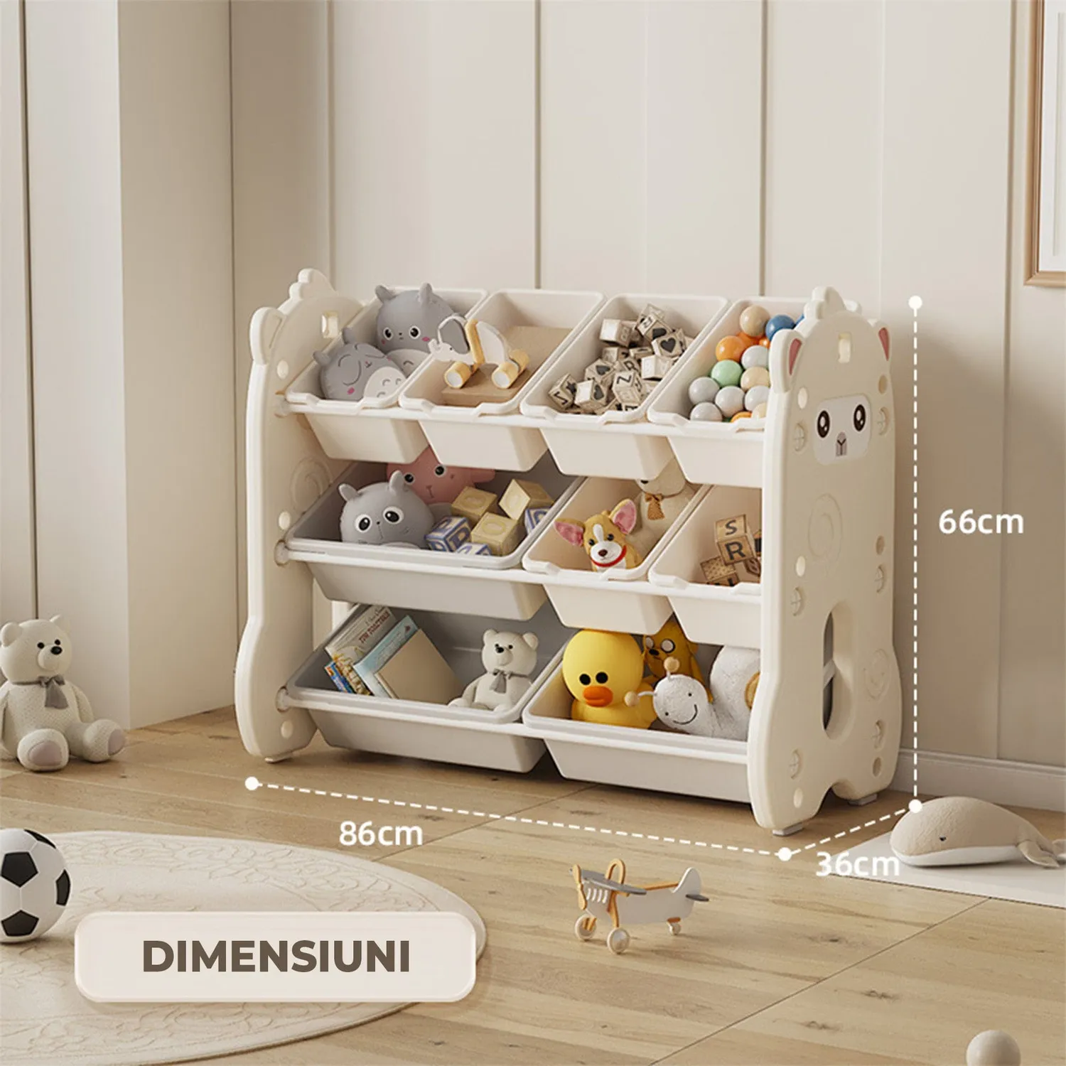 Timebox Alpaca dulap jucarii bej modular cu sertare mari