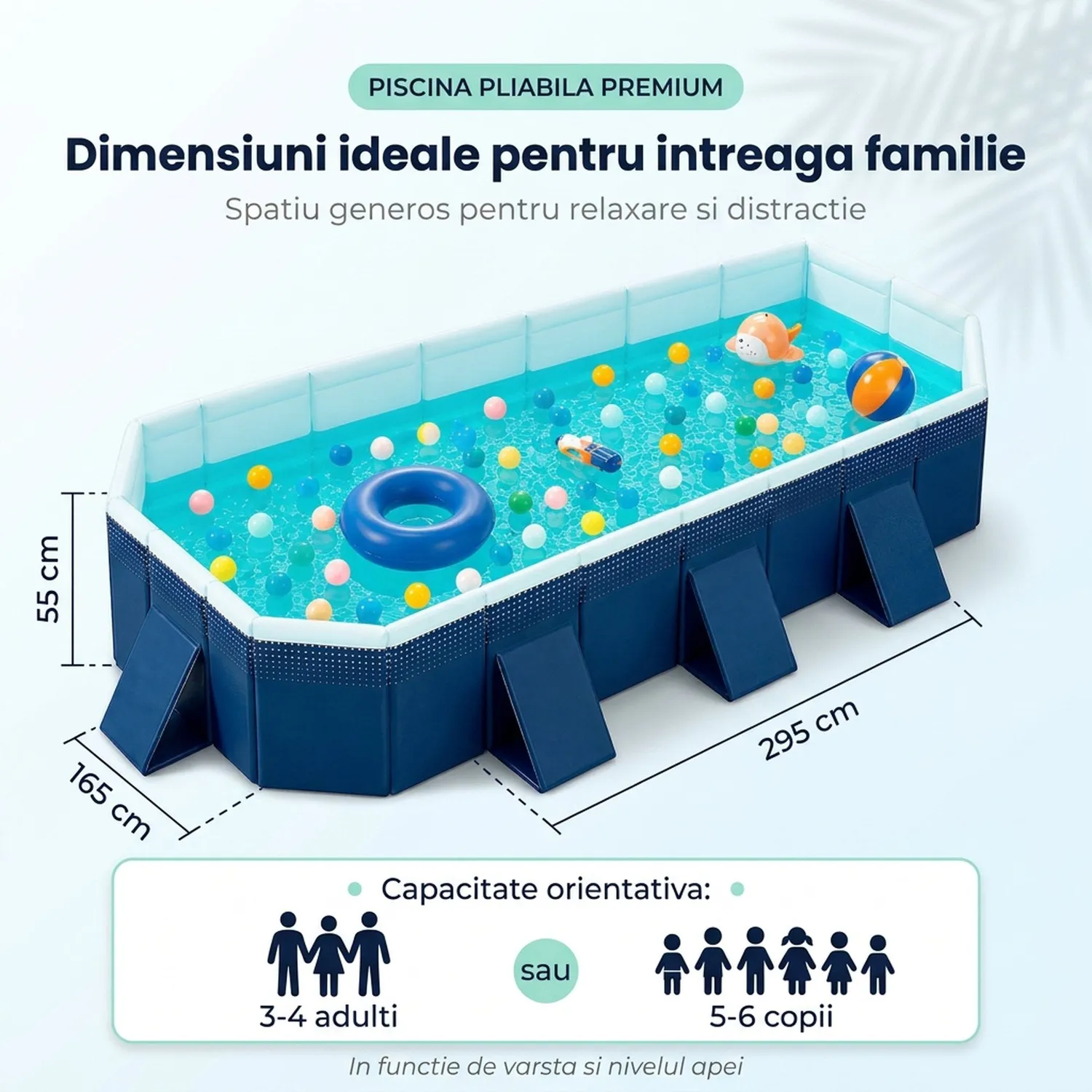 Timebox Piscina Pliabila 2.95m Albastru 5 Straturi