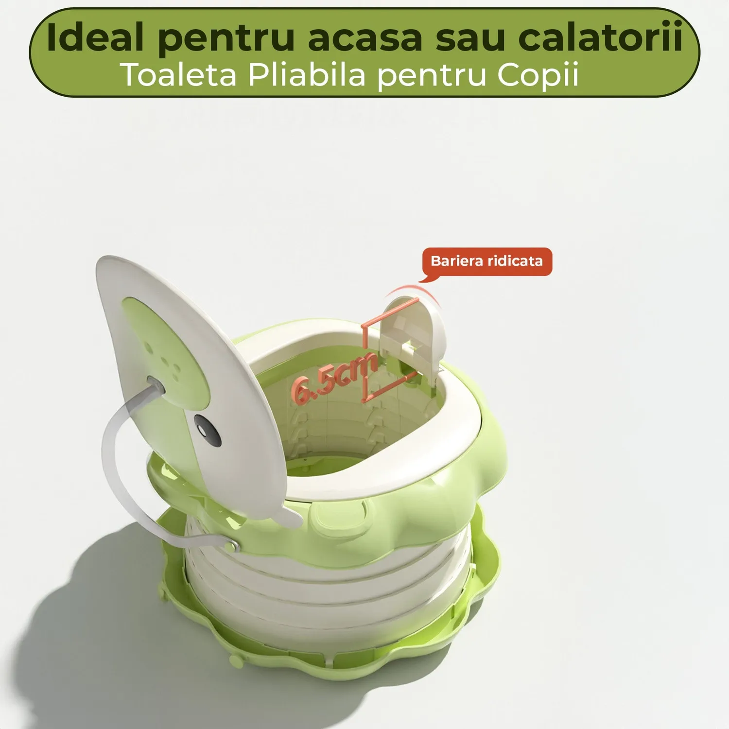 Timebox toaleta portabila pliabila copii verde