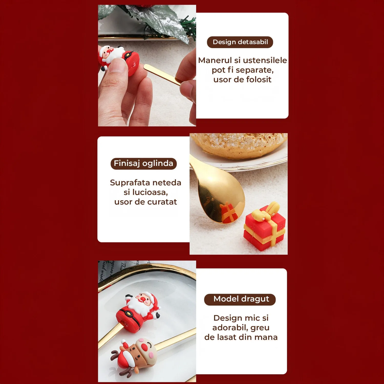 Timebox Set 6 Lingurite Furculite Inox Craciun Festiv