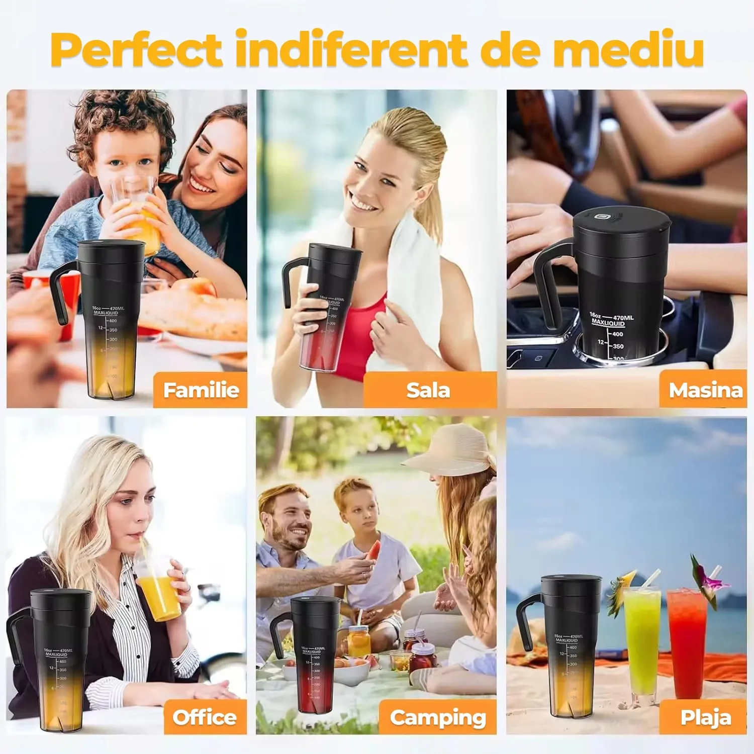 Timebox Mini Blender Portabil alb 470ml 4000mAh