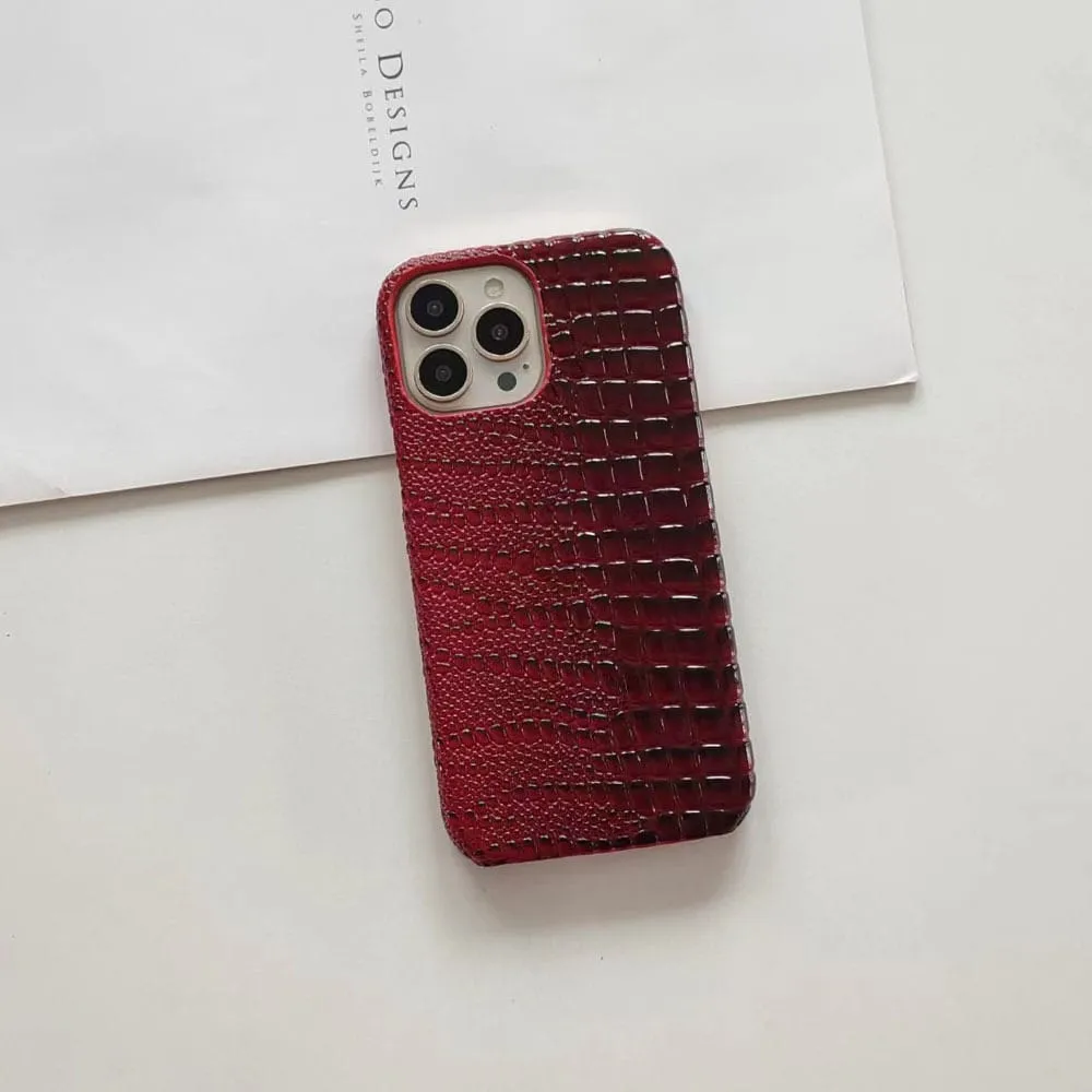 Husa Timebox iPhone 13 piele sarpe rosie