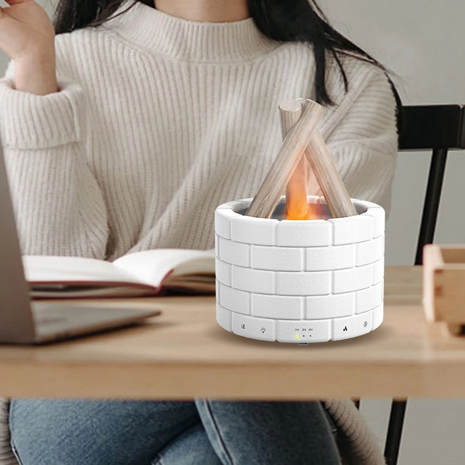 Timebox Bonfire difuzor aromaterapie alb 250ml cu telecomanda