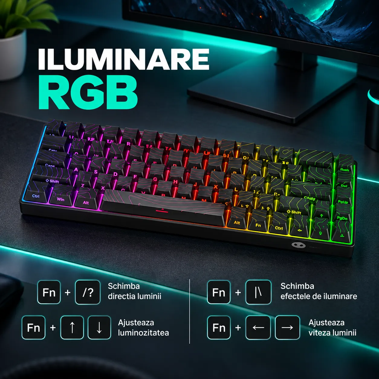 Timebox 68 taste tastatura mecanica gaming negru switch Red