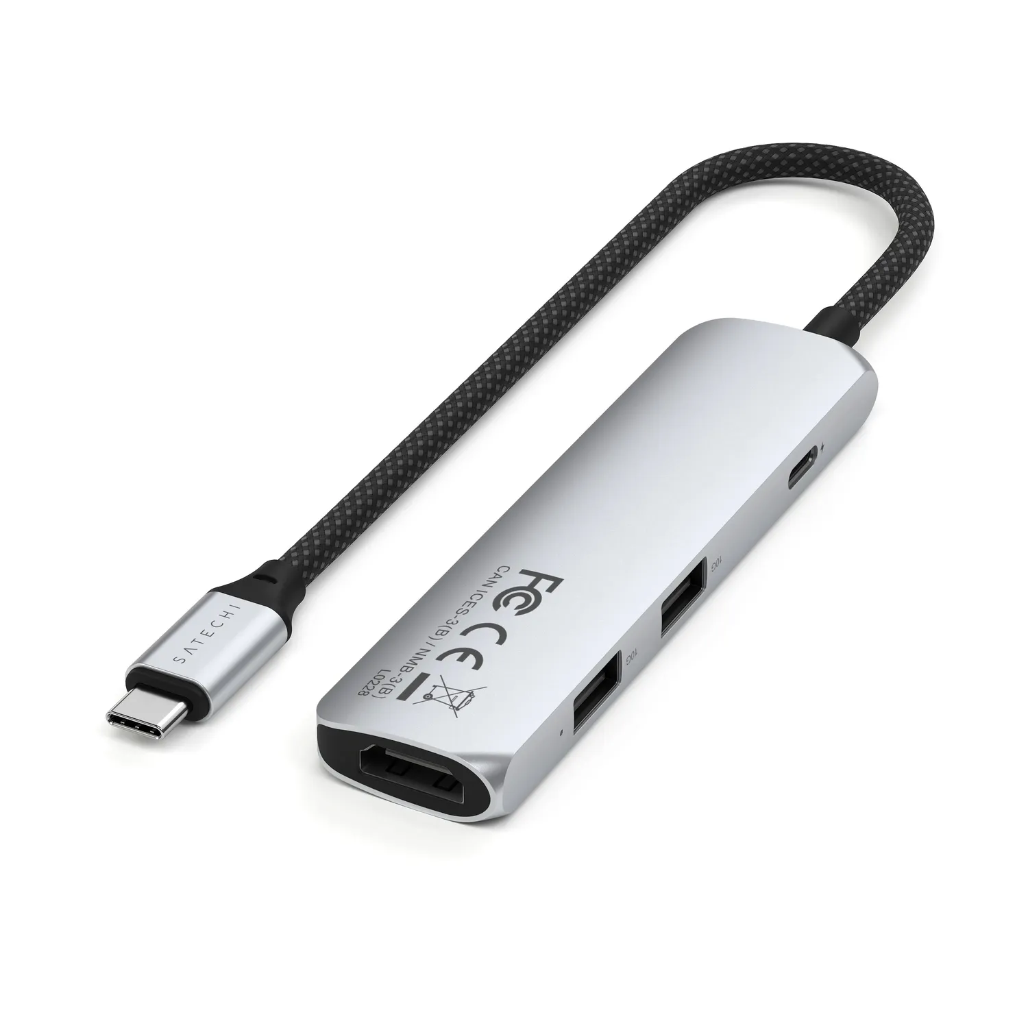 Satechi Slim 4-in-1 adaptor USB-C gri 4K 100W