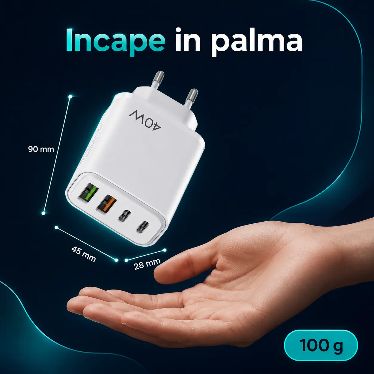 Timebox 40W incarcator priza alb 4 porturi rapid