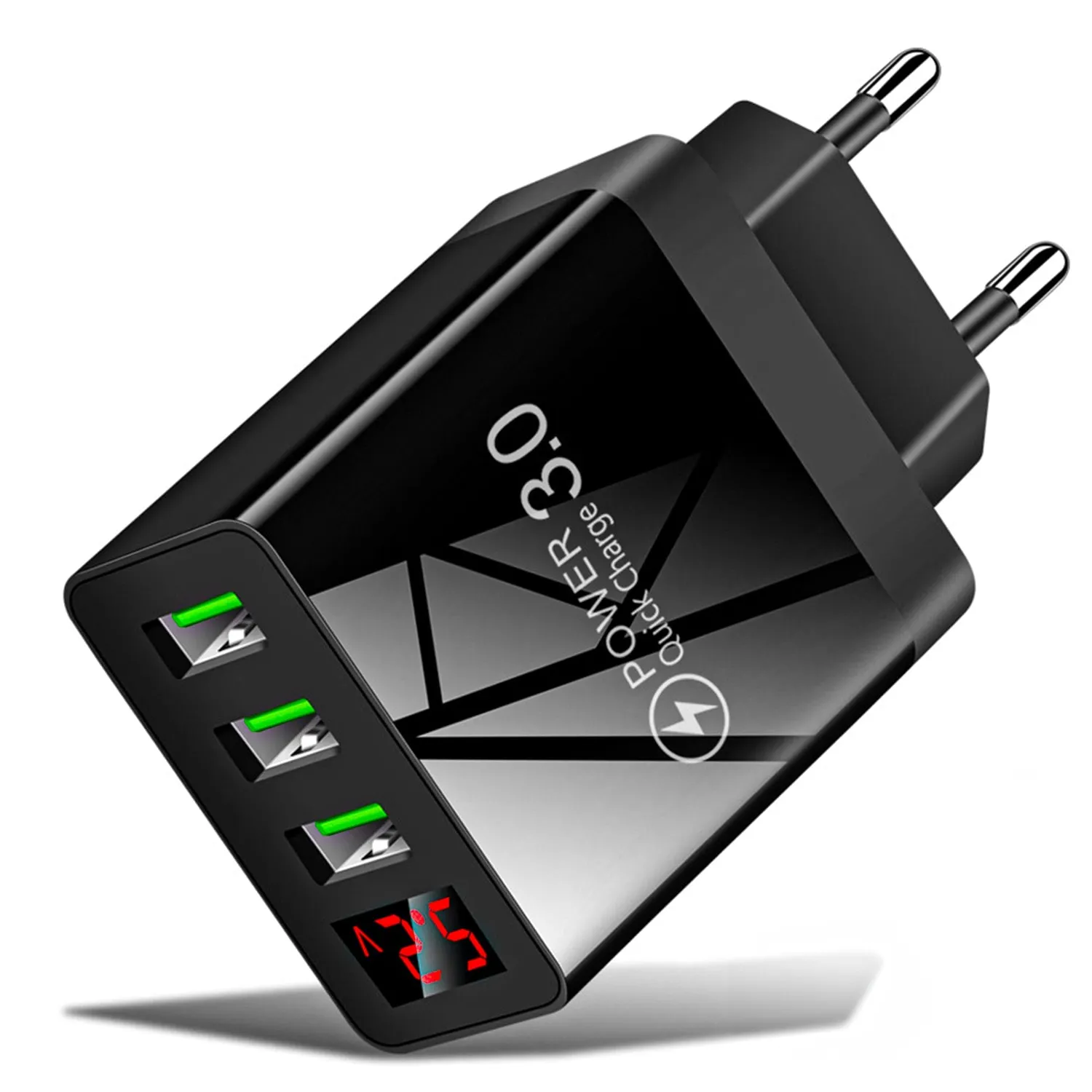 Timebox Incarcator Retea 3 Porturi 15W Negru LED