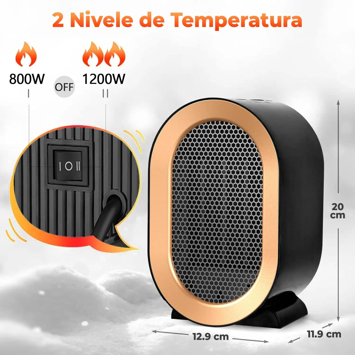 Aeroterma Timebox ceramica 1200W neagra