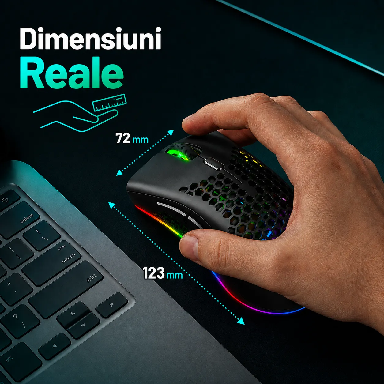 Timebox mouse gaming wireless 95g RGB negru FastCharge