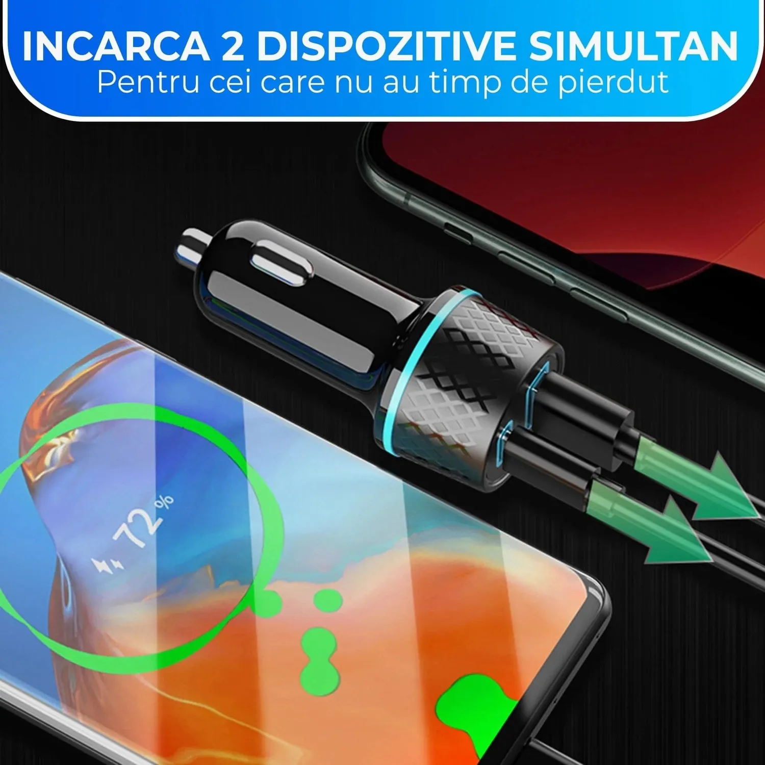 Timebox Set auto incarcator 43W + cablu USB-C 66W 1m