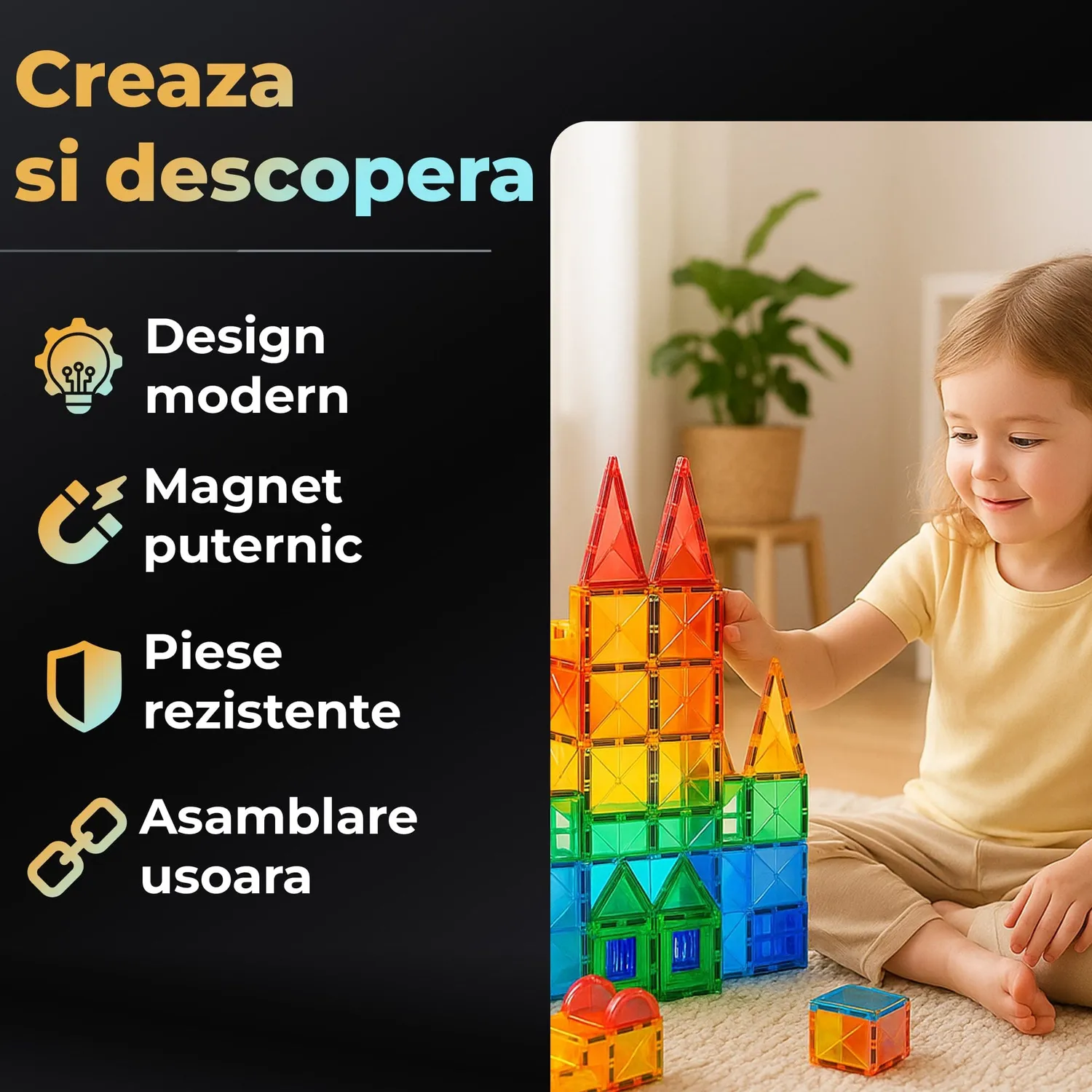 Timebox set constructii magnetice 60 piese 3+