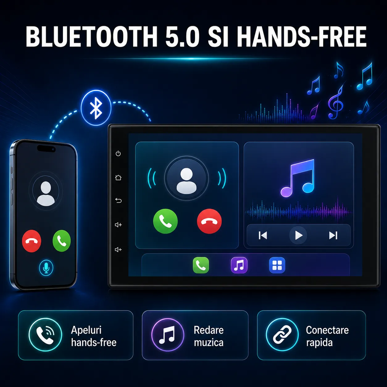 Timebox navigație auto 7 inch CarPlay wireless 2+32G
