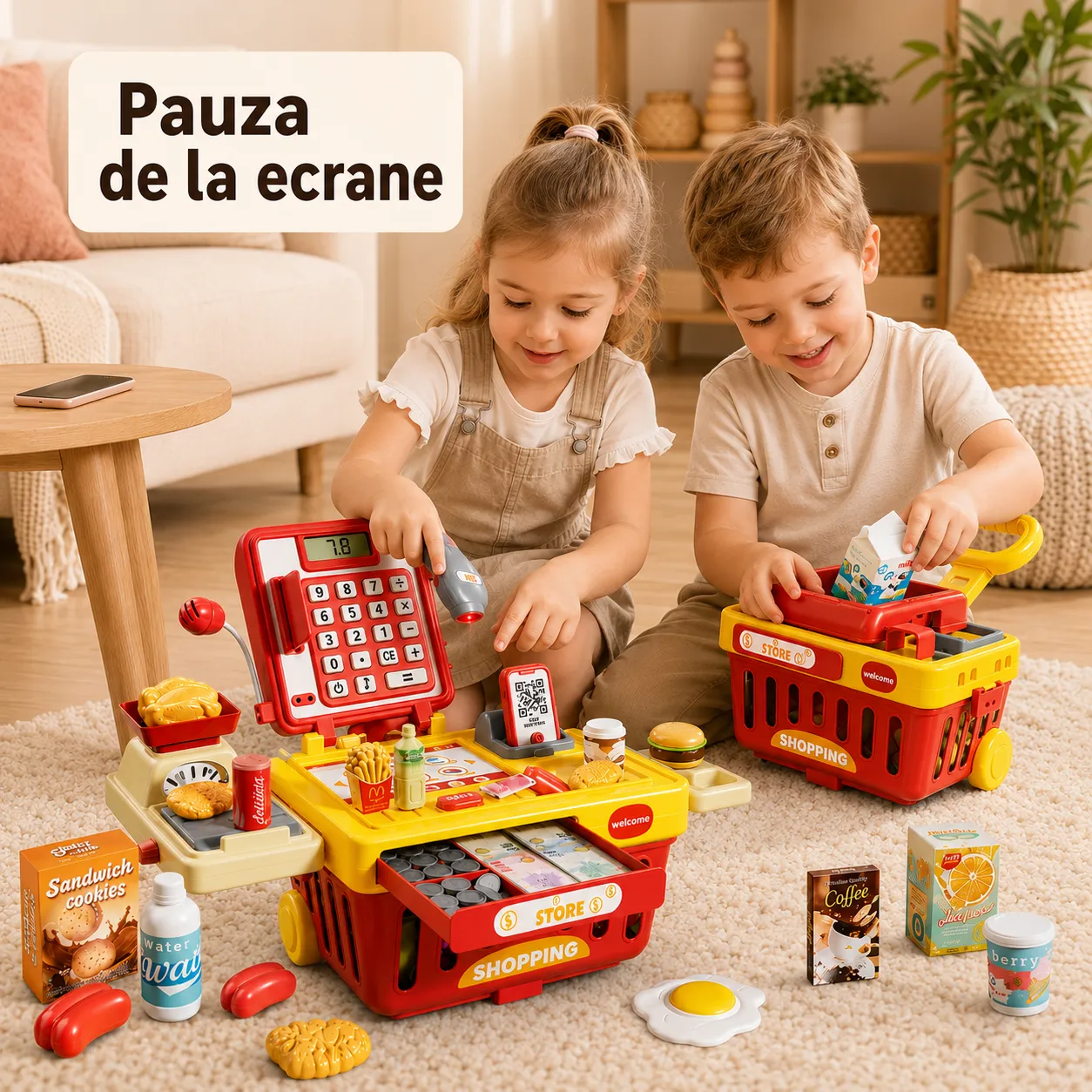 Timebox Casa de marcat jucarie set 65 piese 4-6 ani