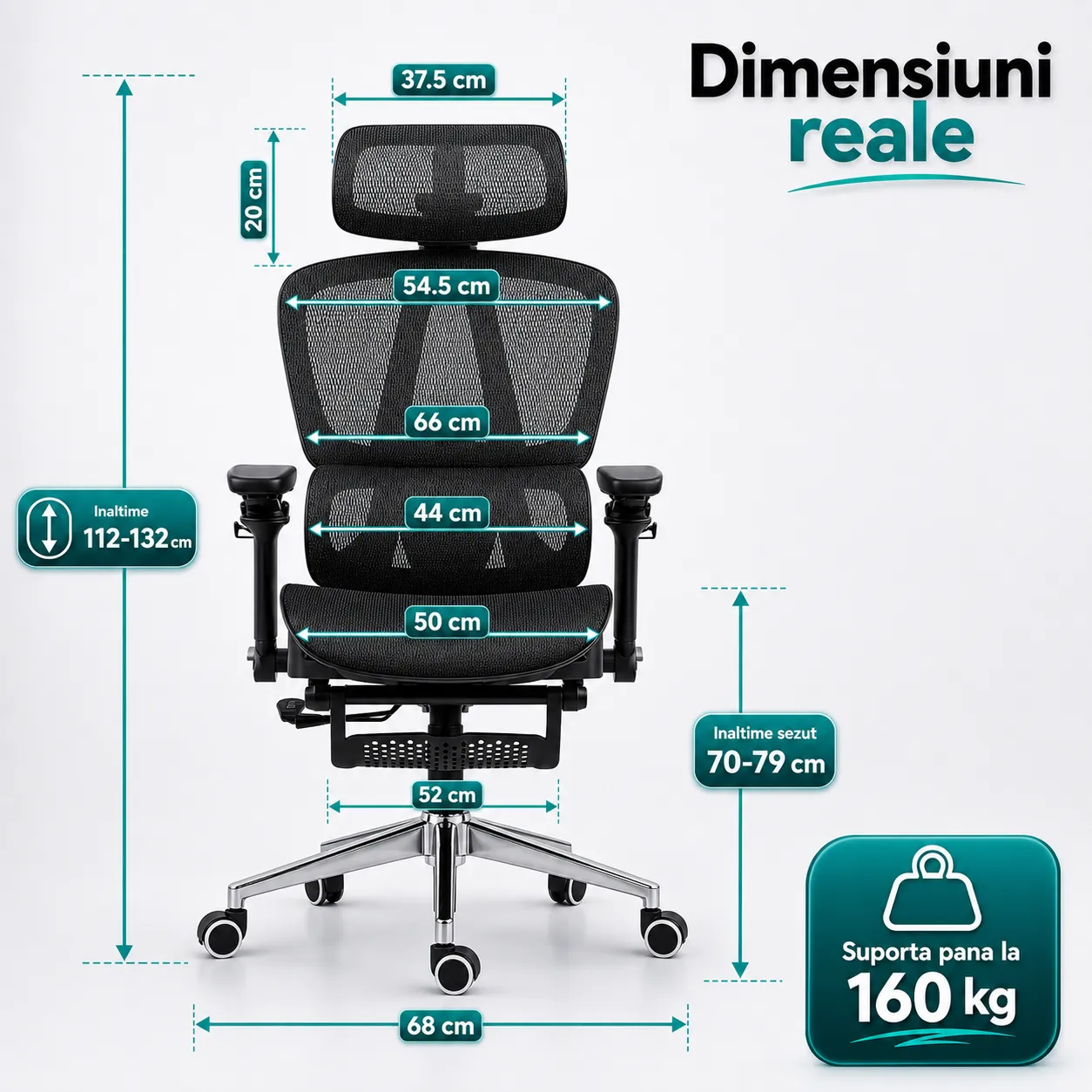 Timebox 360 scaun birou ergonomic mesh negru 160kg