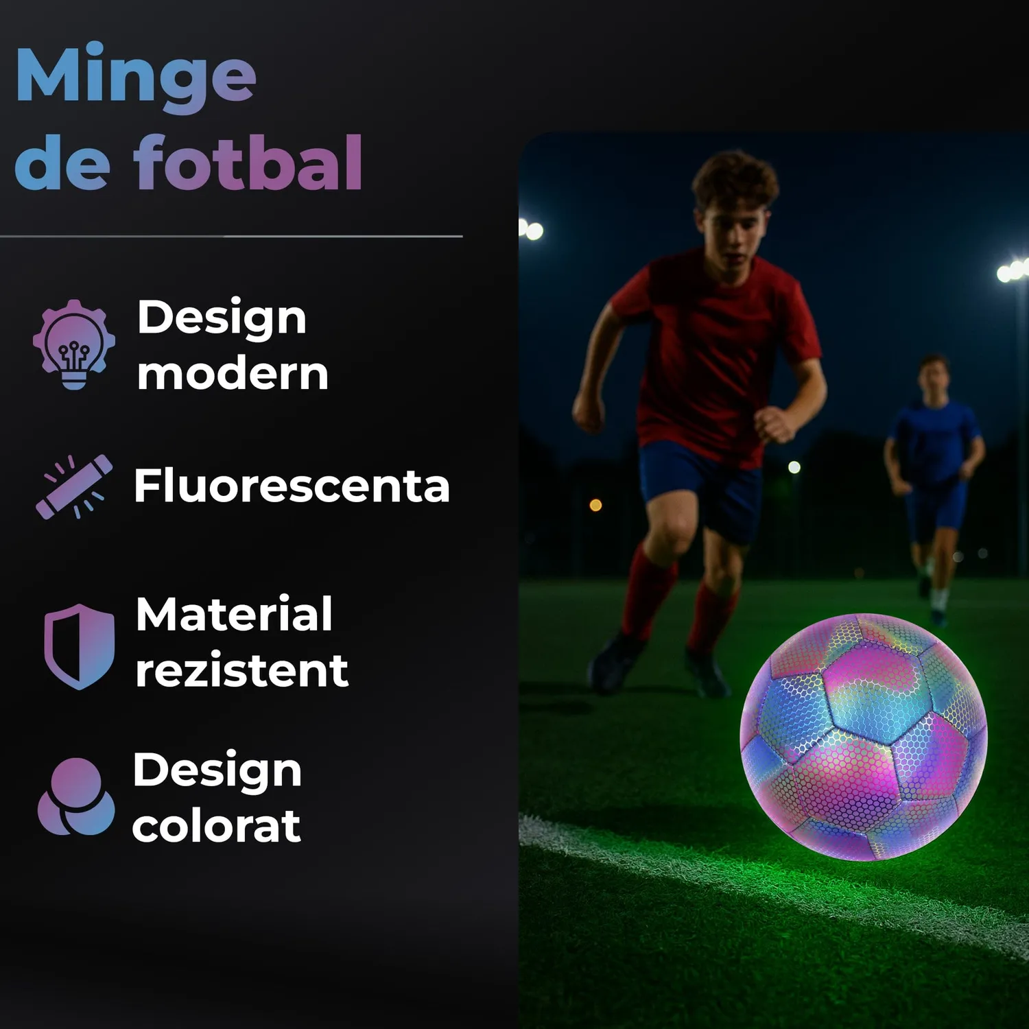 Timebox Minge Fotbal PU Night Glow Reflexie Laser Verde