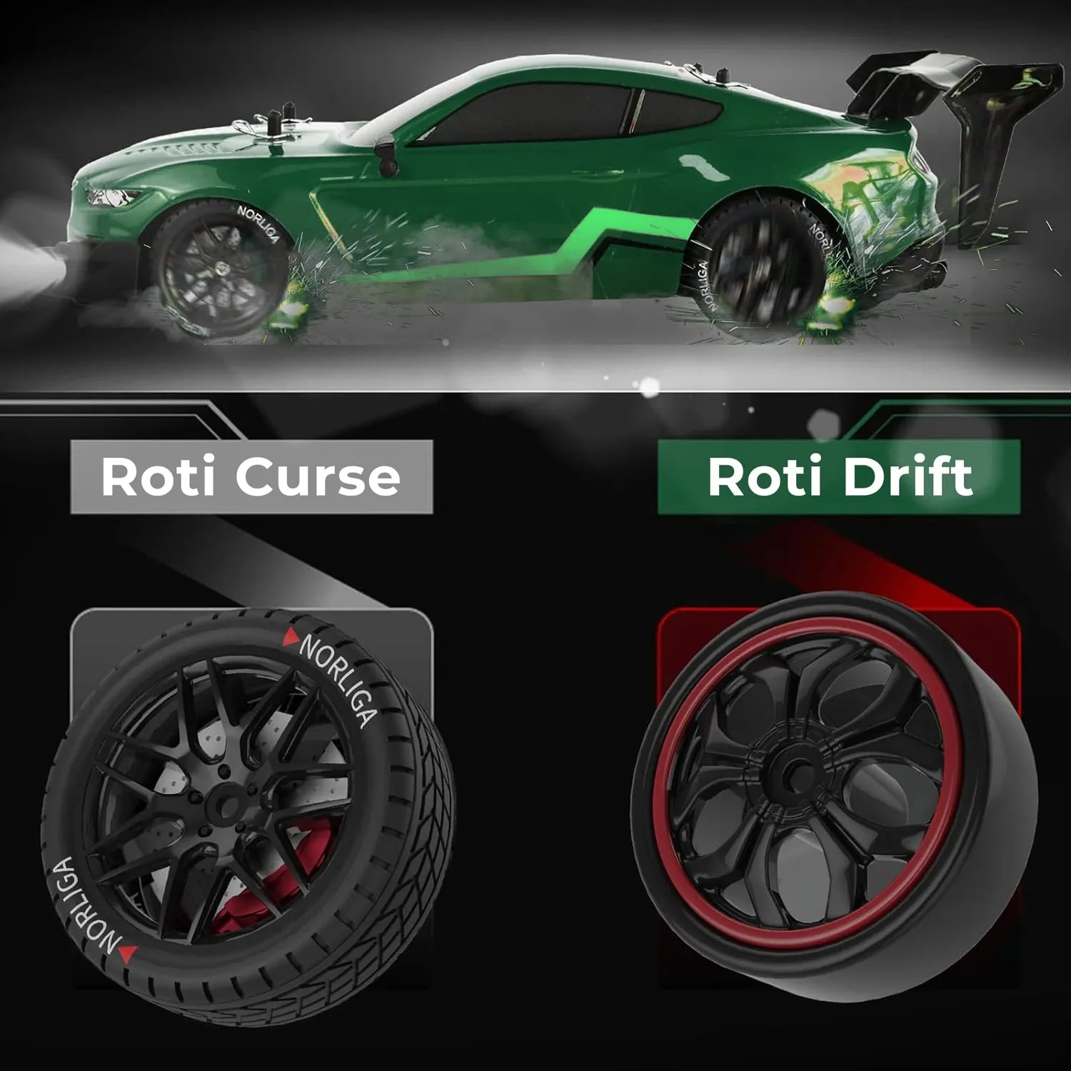 Timebox Masina RC Drift 1:16 30km/h 4x4 Verde