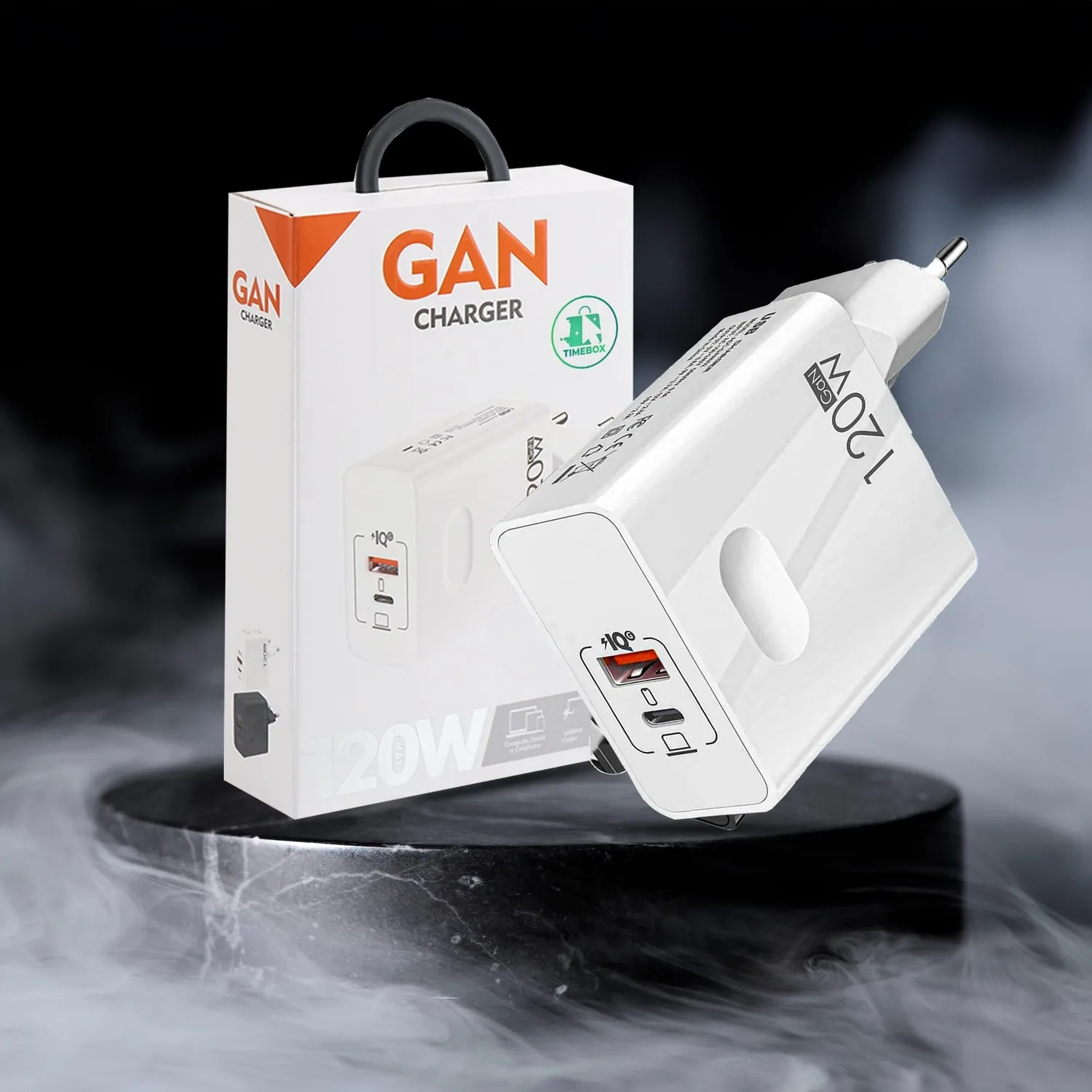 Timebox 120W incarcator retea 2 porturi alb fast charge
