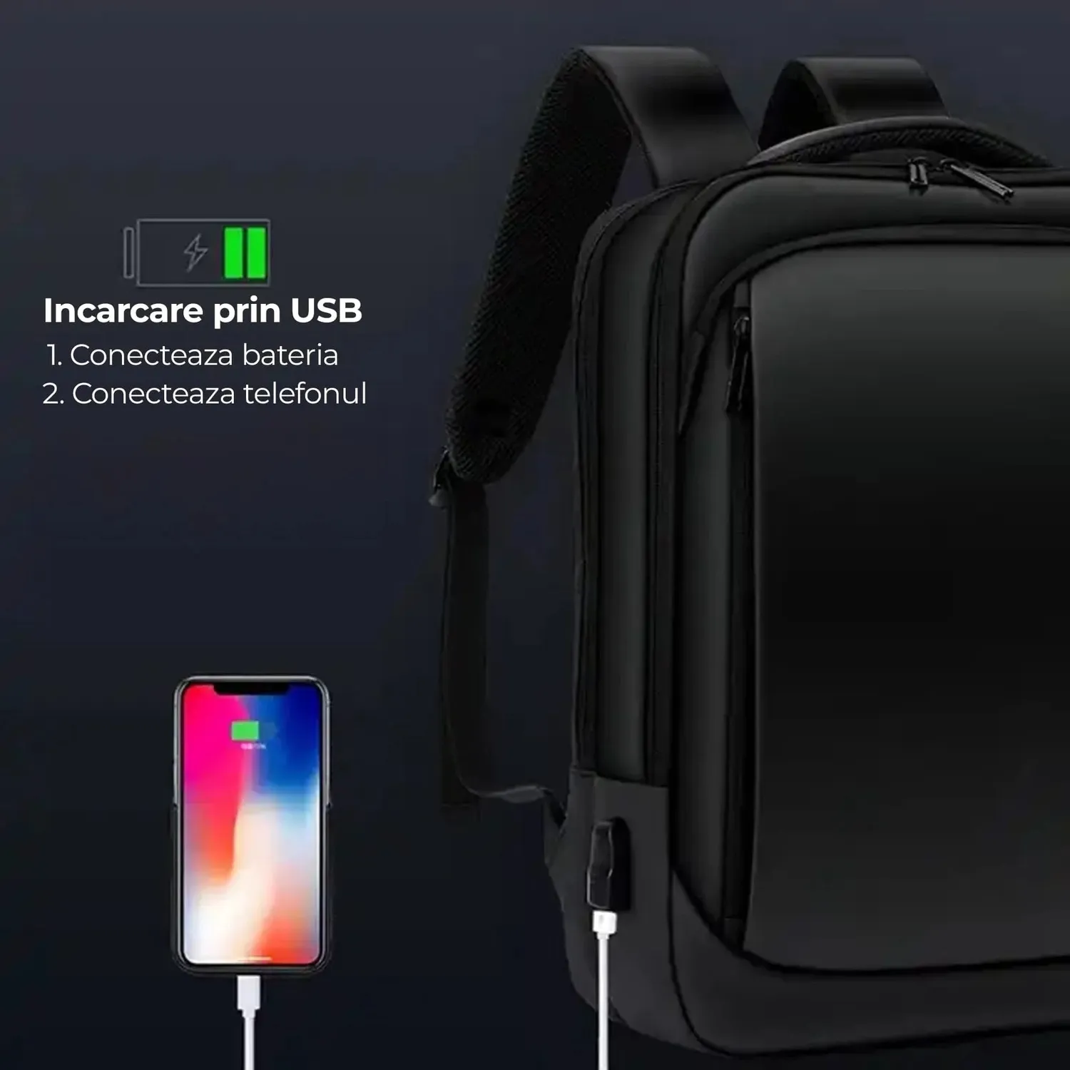 Timebox ghiozdan smart LED WiFi waterproof negru