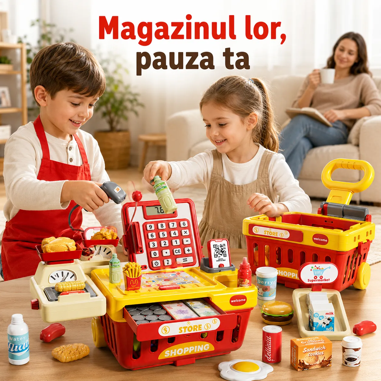 Timebox Casa de marcat jucarie set 65 piese 4-6 ani