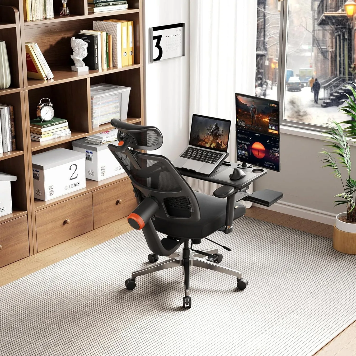 Timebox 2 in 1 scaun birou negru ergonomic
